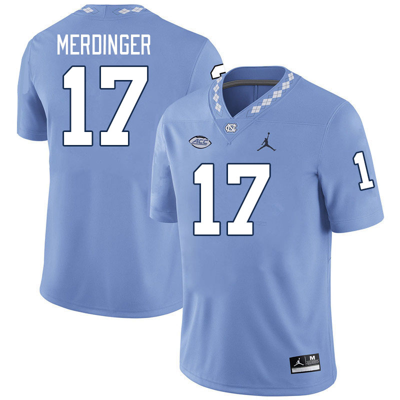 Men #17 Michael Merdinger North Carolina Tar Heels College Football Jerseys Stitched-Carolina Blue